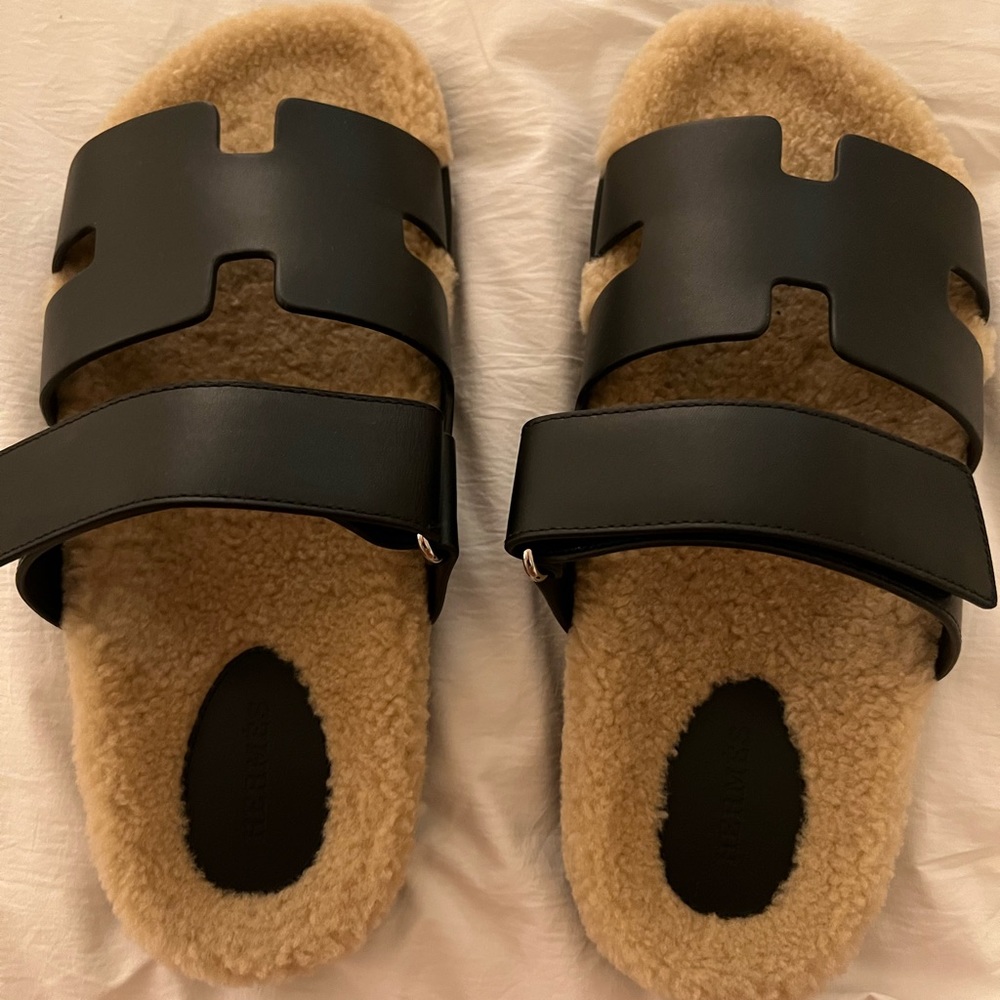 Hermes Chypre shearling sandal 41